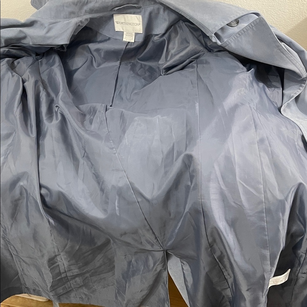 Worthington Women's Powder Blue Medium Trench Coat - Picture 10 of 14